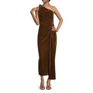 MUSE By Marchesa Ayla One Shoulder Velvet Midi Slip Dress. Size 6
